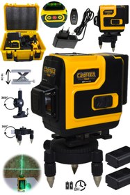 Resim CRAFTERTOOLS Germany 360° 12 Köşe Otomatik Hizalamalı Lazer Metre Hizalama Yeşil Çizgili Lazer Hizalama Kumandalı 