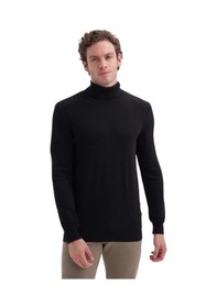 Resim Cazador Pamuk Kumaş Slim Fit Basic Tam Balıkçı Kazak Siyah 