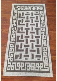 Resim Pamuklu Bukle Lüks Kilim 80x150 -luma Kreme Kahve Kahve 