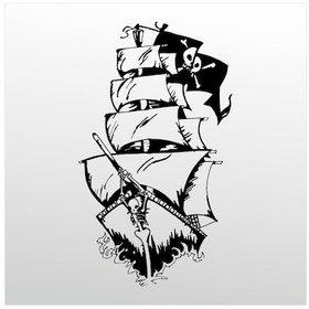 Resim Folyo Sticker Korsan Gemisi 60cm Uzunluk Siyah 