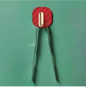 Resim 2li Yapışkanlı Retro Askılık Dolap Kapak Kulpu Kırmızı 5440 Çok Renkli 