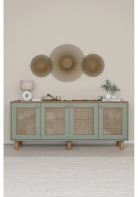Resim Bohem Serisi Natura Pvc Hasır Desen Yeşil Konsol Yeşil 