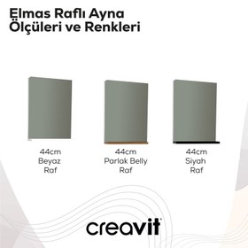 Resim Elmas Ayna ve Etajer 45 cm Beyaz 