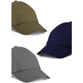Resim Unisex 3'lü Set Haki,gri Ve Lacivert Renk Beyzbol Şapka - Unisex Çok Renkli 