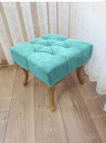 Resim Kapitoneli Makyaj Pufu Ayak Ucu Puf Gold Ayak 45 45 Turkuaz 