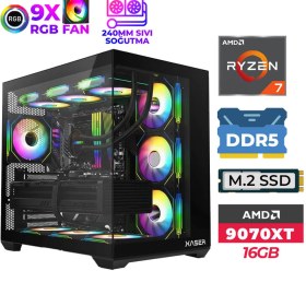 Resim Xaser Sovax180 R7-7700 16 GB 512 GB SSD 16 GB RX9070 XT Dos Masaüstü Oyuncu Bilgisayarı 