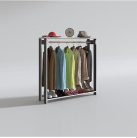 Resim Kenzlife giysi dolabı maksut 135*100*40 gri askılık ayakkabılık Gri 