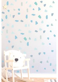 Resim MSticker Taş Desen Mavi Tonlarda Çocuk Bebek Odası Duvar Sticker 