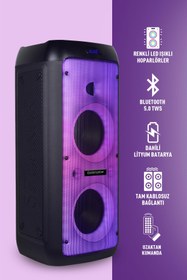 Resim GoldMaster Taşınabilir Şarj Edilebilir Party Box Işıklı Bluetooth Hoparlör 
