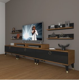 Resim Decoraktiv Ekoflex 270r Mdf Gold Tv Ünitesi Tv Sehpası - Ceviz - Siyah 