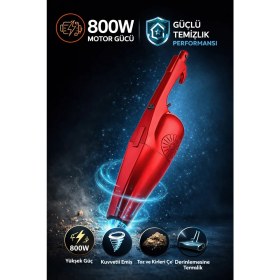 Resim Gökhan Elektronik Newma 800w Kablolu Toz Torbasız Kullanım Dikey Süpürge - Kırmızı + 3 Yıl Garanti 