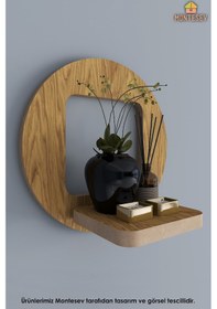 Resim Ahşap Dekoratif Duvar Rafı Mts-312 Kahverengi 