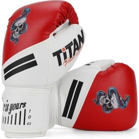 Resim Titan Sport Kırmızı Beyaz Yılan Kurukafa Desenli Boks Eldiveni Çok Renkli 