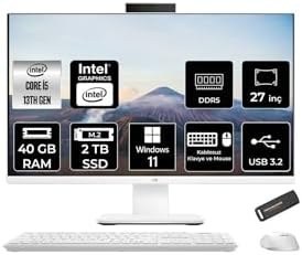 Resim ASUS V470 i5 13420H 40GB 2TB SSD 27" FHD 100Hz W11H All in One Bilgisayar Beyaz & PER4 USB Bellek 