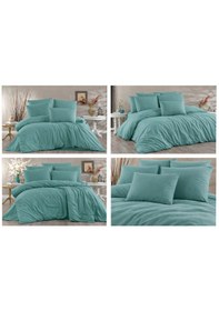 Resim Vionetta Ranforce % 100 Pamuk Petrol Düz Renk 2 Yastıklı Tek Kişilik Nevresim Takımı Petrol 