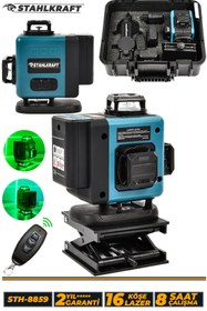 Resim STAHLKRAFT XR Li-Ion 360° 16 Köşe Otomatik Hizalama Lazer Hizalama Yeşil Çizgili Su Terazili Lazer Hizalama 