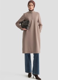 Resim Armine Fermuar Detaylı Basic Tunik Vizon 