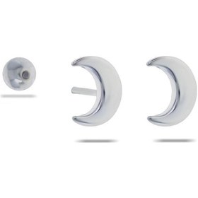 Resim Ay Rodyumlu Tragus Gümüş Küpe 5522 