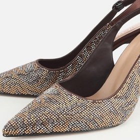 Resim HOTİÇ Kadın Kahverengi Arkası Açık Taşlı Stiletto 