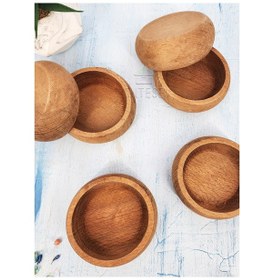 Resim 6 Adet Çerezlik Ahşap Doğal Çerezlik Yuvarlak Sunum Kase Gürgen 