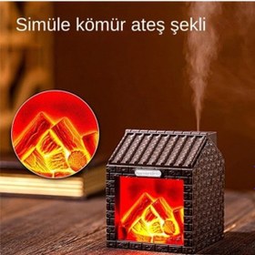 Resim Sx-e354 Dekoratif Led Şömine Alev Efektli Nemlendirici Difüzör & Ortam Lambası 
