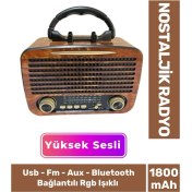 Resim Kaliteli Yüksek Sesli Retro Nostalji Bluetooth Bağlantılı USB Sd Kart Radyo Mp3 Player Müzik Kutusu 