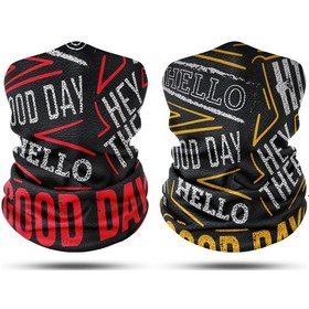 Resim Dair Good Day Desenli 2'li Set Boyunluk Bandana Outdoor Balaklava Yüz Maskesi Kafa Bandı 