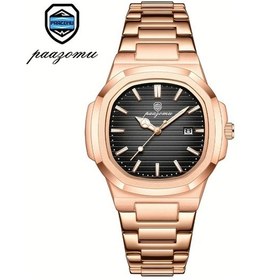 Resim Lumaworld Rose Golden Black Paazom Erkek Kol Saati Moda İş Suya Dayanıklı Lüks Kare Kadranlı Mekanizma Altın 