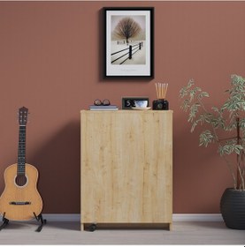 Resim Asratrend Çalışma Odası Fonksiyonel Kitaplık+katlanır Masa Safir Meşe 