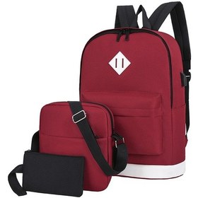 Resim Moda Basit Sırt Çantası Ortaokul Öğrencileri Kolej Tarzı Rahat Kırmızı 