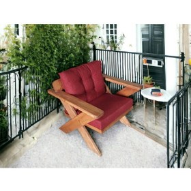 Resim Berlin Masif Ahşap Kestane Ağacı - 1 Adet Tekli Koltuk Bordo Kt Bordo 