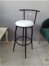 Resim Sırtlı Dekoratif Bar Tabure Kara Inci Beyaz 