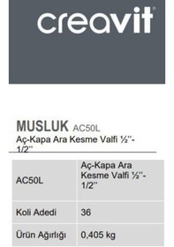 Resim Creavit Ac50l Aç-kapa Ara Kesme Valfi Krom 
