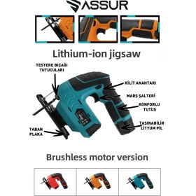 Resim Assur Profesyonel 12 V Çift Akülü Şarjlı Dekupaj Testere Makinesi 