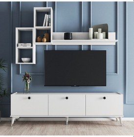 Resim MOXEN MT1 MİRA DUVAR RAFLI TV SEHPASI - KİTAPLIKLI TV ÜNİTESİ MOD 