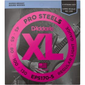 Resim D'Addario EPS170-5 XL ProSteels 5 Telli Bas Gitar Teli - Regular Light (45-130) 