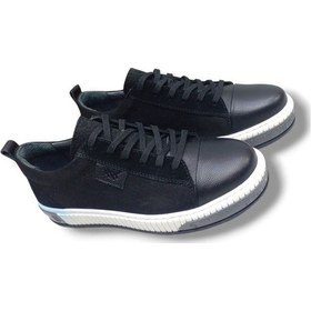 Resim Growish Gr0265 Hakiki Deri & Nubuk Kaydırmaz Ray Taban Sneaker Ayakkabı Siyah 