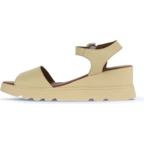 Resim Bueno Shoes Sarı Açık Deri Kadın Dolgu Topuklu Sandalet 01WA0507 01WA0507 