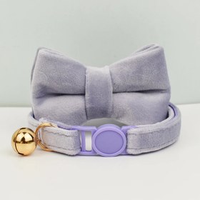 Resim Cat collar Safety Bell cat collar 92726 - LIGHT PURPLE Collar + Bow Tie / L 