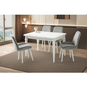Resim Royal Torna Ayak Masa, Alora Sandalye, Beyaz, 120x80 Beyaz 