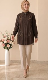 Resim Beranisa Çiçek İşlemeli Tunik 4042 - acı kahve / XL(46-48) 