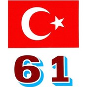 Resim Türkiye Bayraklı Trabzon 61 Plaka Kodu Ön Cam Sticker (9,6Cm) 