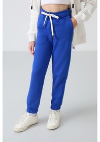 Resim Tommy Life Gece Mavi Pamuklu İçi Tüylü Yumuşak Dokulu Standart Fit Nakışlı Kız Çocuk Eşofman Alt - 75158 Mavi 