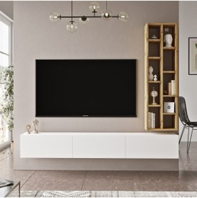 Resim Yurudesign Luvio Tv Ünitesi Kitaplık 175cm Keçe-beyaz Lv9-wk 