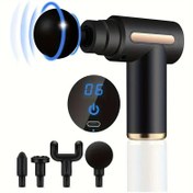Resim 6 Parça Taşınabilir Masaj Tabancası Seti, Aksesuarlı, LED Dokunmatik Ekran & 4 Değiştirilebilir Başlık, USB Şarjlı Derin Doku Perkussiyon Masaj Cihazı – Spor, Fitness ve İyileşme İçin: Erkekler ve Kadınlar için Hafif Kas Tabancası, Her Zaman Rahatlatma İçin İdeal Hediye 