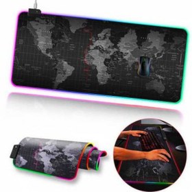 Resim Polham RGB Işıklı Mouse Pad, 14 Işık Modlu Kaymaz Tabanlı Kauçuk Kumaş Mouse Pad, 300*800 