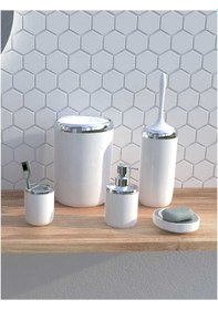 Resim Primanova Lima Xl Krom Dekorlu Banyo Seti Beyaz 