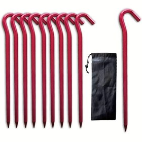 Resim Alüminyum Alaşı Çadır Çivileri - 10 Lu Paket, 6mm x 180mm Altıgen Taban Çivileri ile Çekme Torba 