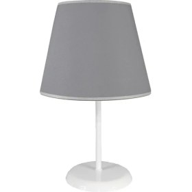 Resim Konik Gri Kumaş Kaplama Yatak Odası Genç ve Çocuk Odası Abajur Masa Lambası Aydınlatma 