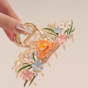 Resim Kare Şeytan & Çiçek Saç Klipsi - Çinko Alaşımlı, Canlı Turuncu ve Pembe Çiçekler, Yeşil Yapraklar, Partiler ve Resmi Etkinlikler için Mükemmel, Parti Saç Aksesuarı | Eğlenceli Aksesuar | Dayanıklı Saç Klipsi, Saç Klipsi 